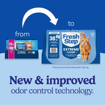 Show full view: Fresh Step Extreme Mountain Spring Febreze Scented Clumping Clay Cat Litter, 38-lb bag slide 3 of 13