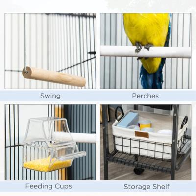 Show full view: Little Pals 45-in Metal Indoor Bird Cage with Detachable Rolling Stand slide 7 of 9