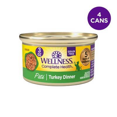 Show full view: Wellness Complete Health Grain-Free Turkey Pate Variety Pack Wet Cat Food, 3-oz can, case of 4 slide 3 of 11