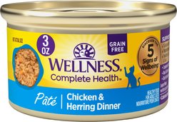 Wellness Complete Health Grain-Free Chicken & Herring Pate Variety Pack Wet Cat Food, 3-oz can, case of 4