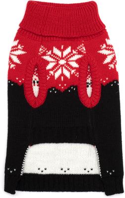 Show full view: The Worthy Dog Snowtrails Dog Sweater, Red/Black, X-Large slide 3 of 3