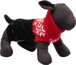 The Worthy Dog Snowtrails Dog Sweater, Red/Black, Large slide 2 of 3
