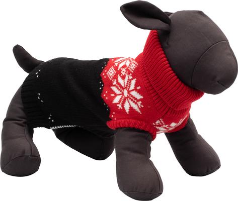Show full view: The Worthy Dog Snowtrails Dog Sweater, Red/Black, X-Large slide 2 of 3