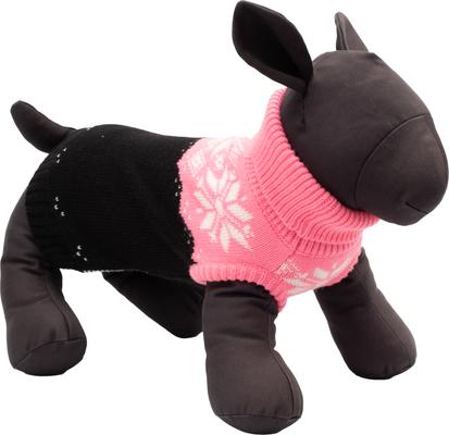 Show full view: The Worthy Dog Snowtrails Dog Sweater, Neon Pink/Black, Medium slide 2 of 3