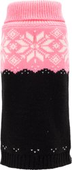 The Worthy Dog Snowtrails Dog Sweater, Neon Pink/Black, Medium