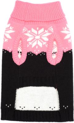 Show full view: The Worthy Dog Snowtrails Dog Sweater, Neon Pink/Black, Medium slide 3 of 3