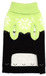 The Worthy Dog Snowtrails Dog Sweater, Neon Green/Black, Large slide 2 of 3