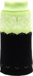 The Worthy Dog Snowtrails Dog Sweater, Neon Green/Black, Small