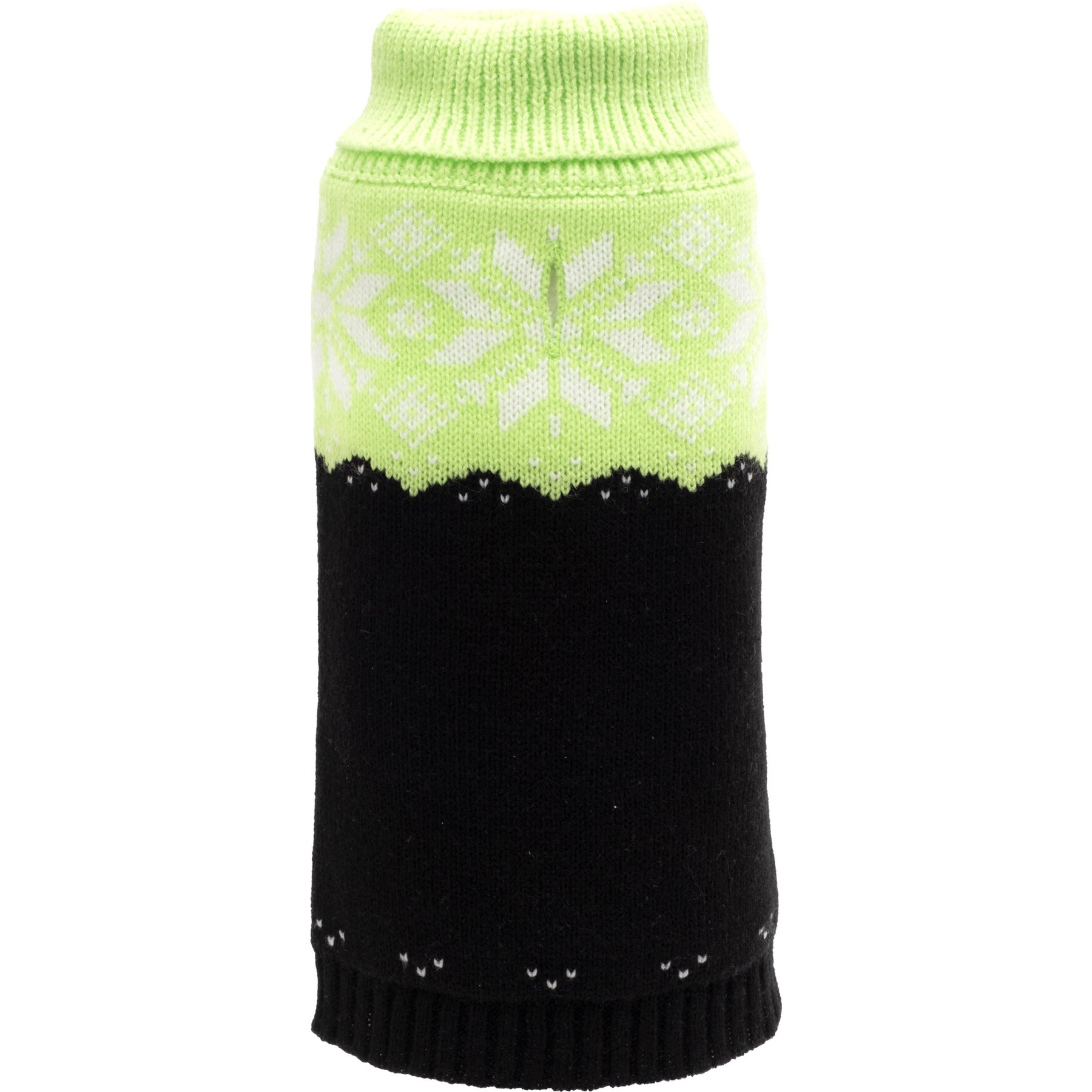 The Worthy Dog Snowtrails Dog Sweater, Neon Green/Black, X-Small