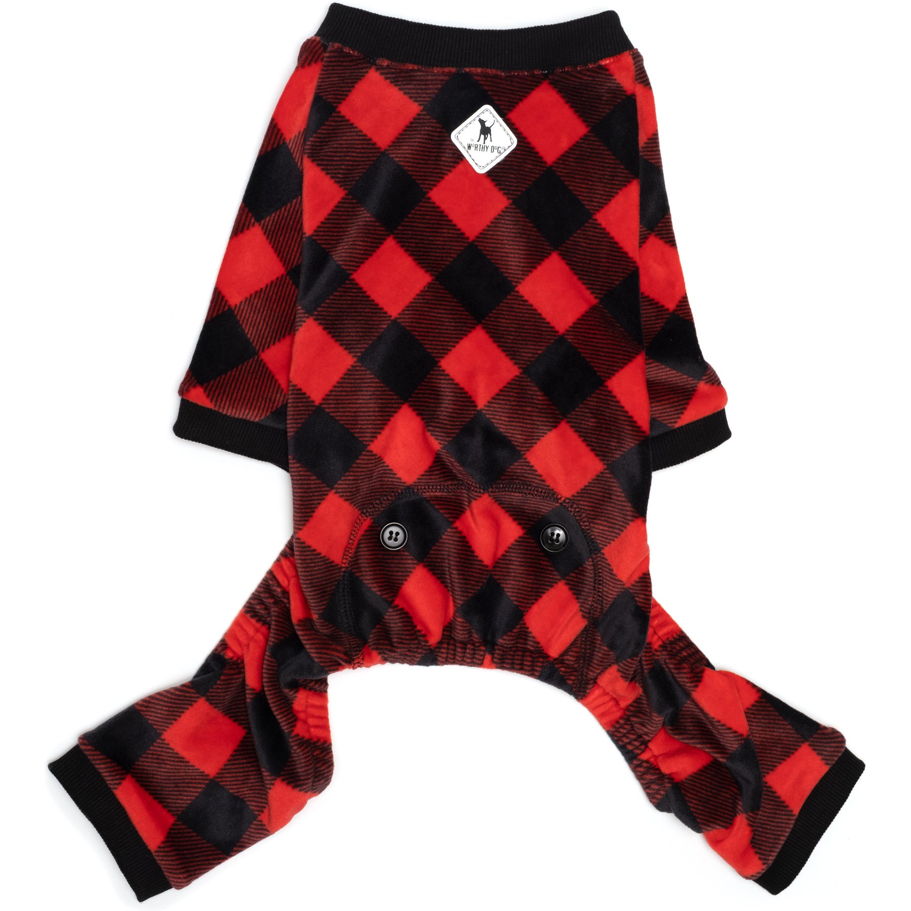 The Worthy Dog Jammies Dog Pajamas, Black/Red Buffalo, Small