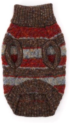 Show full view: The Worthy Dog Tweed Stripe Turtleneck Dog Sweater, Burgundy, Small slide 4 of 4