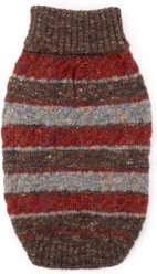The Worthy Dog Tweed Stripe Turtleneck Dog Sweater, Burgundy, Small