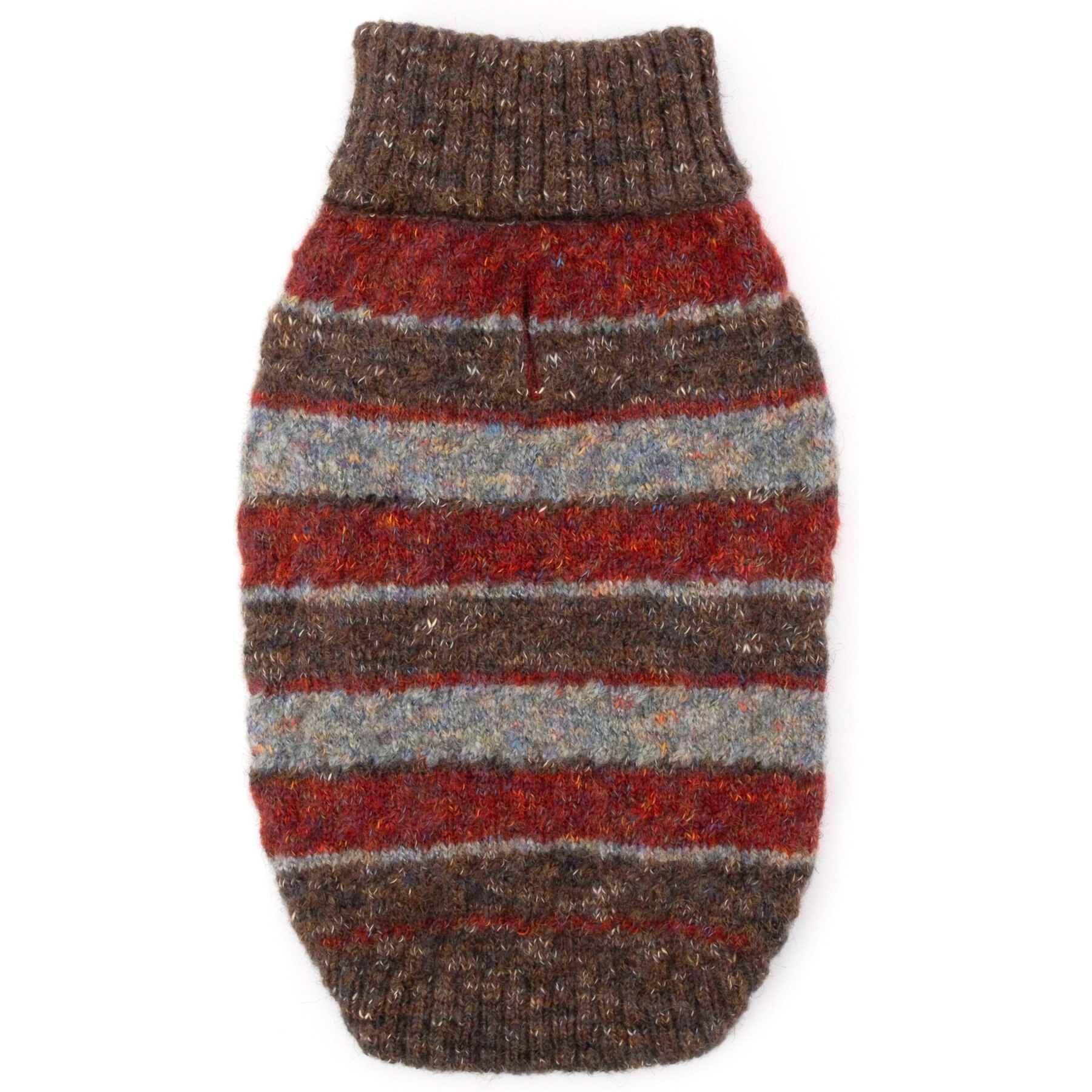 The Worthy Dog Tweed Stripe Turtleneck Dog Sweater, Burgundy, Large