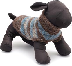 The Worthy Dog Tweed Stripe Turtleneck Dog Sweater, Blue, Large slide 2 of 3