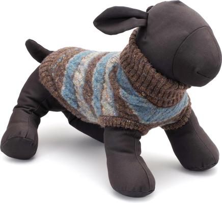 Show full view: The Worthy Dog Tweed Stripe Turtleneck Dog Sweater, Blue, Large slide 2 of 3