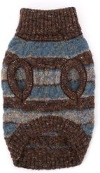 The Worthy Dog Tweed Stripe Turtleneck Dog Sweater, Blue, Medium slide 2 of 3