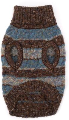 Show full view: The Worthy Dog Tweed Stripe Turtleneck Dog Sweater, Blue, Large slide 3 of 3