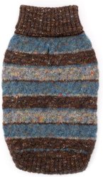 The Worthy Dog Tweed Stripe Turtleneck Dog Sweater, Blue, Medium