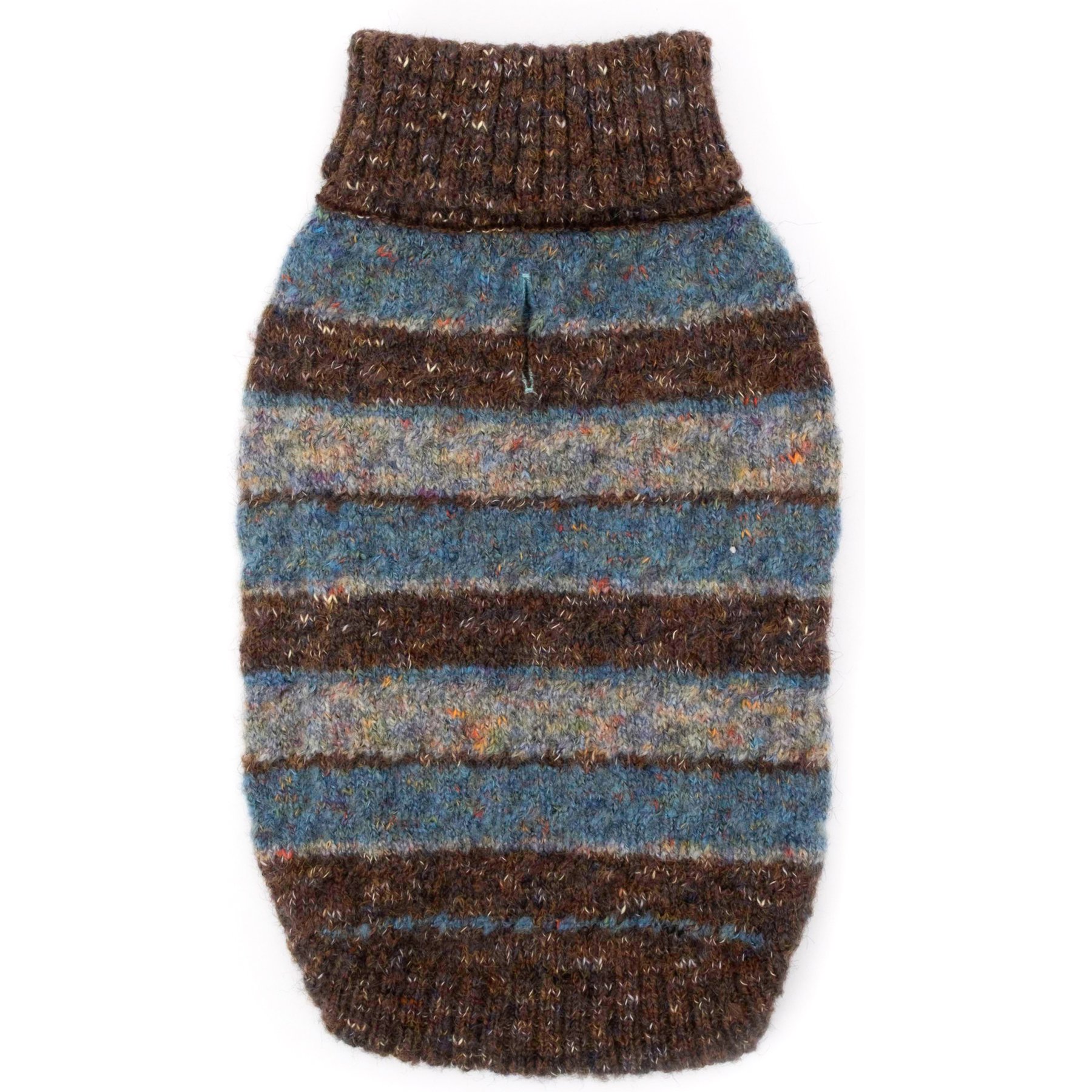 The Worthy Dog Tweed Stripe Turtleneck Dog Sweater, Blue, XX-Large