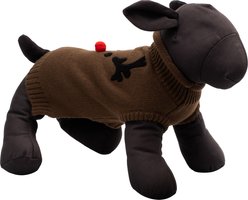 The Worthy Dog Reindeer Face Dog Sweater, Brown, X-Large slide 2 of 3