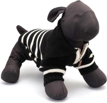 Show full view: The Worthy Dog Stripe 1/4 Zip Pullover Dog Sweater, Black/White, Large slide 4 of 4