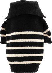 The Worthy Dog Stripe 1/4 Zip Pullover Dog Sweater, Black/White, Small