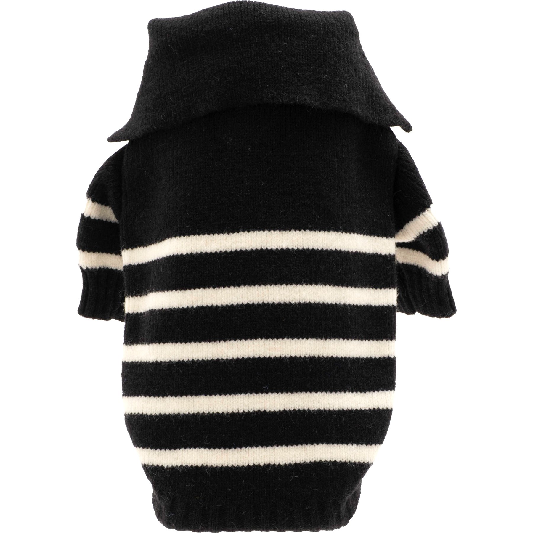 The Worthy Dog Stripe 1/4 Zip Pullover Dog Sweater, Black/White, Small