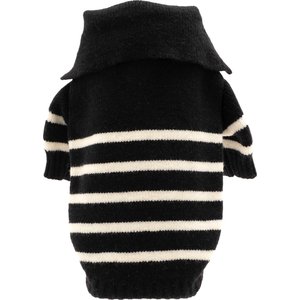 The Worthy Dog Stripe 1/4 Zip Pullover Dog Sweater, Black/White, X-Small
