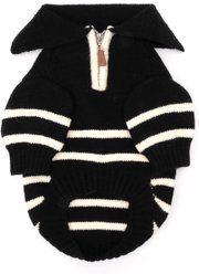 The Worthy Dog Stripe 1/4 Zip Pullover Dog Sweater, Black/White, Large slide 2 of 3