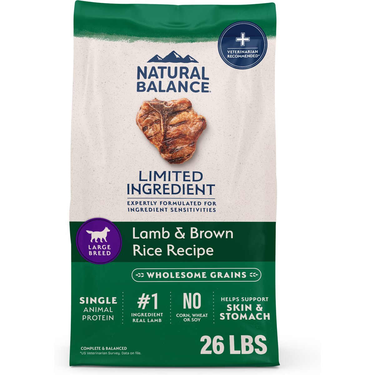 Natural Balance Limited Ingredient Lamb & Brown Rice Recipe Large Breed Dry Dog Food, 26-lb bag
