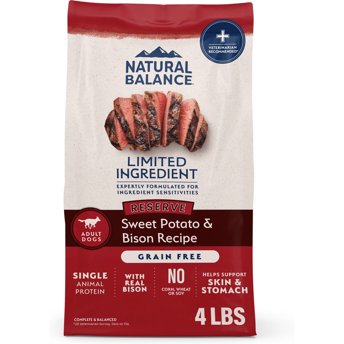 Natural Balance Limited Ingredient Reserve Grain-Free Sweet Potato & Bison Recipe Dry Dog Food, 4-lb bag