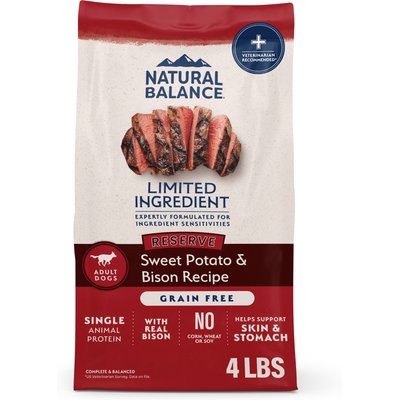 Natural Balance Limited Ingredient Reserve Grain-Free Sweet Potato & Bison Recipe Dry Dog Food, 4-lb bag