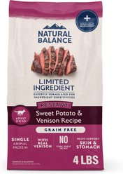 Natural Balance Limited Ingredient Reserve Grain-Free Sweet Potato & Venison Recipe Dry Dog Food, 4-lb bag