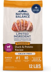 Natural Balance Limited Ingredient Reserve Grain-Free Duck & Potato Small Breed Bites Recipe Dry Dog Food, 12-lb bag