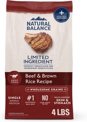 Natural Balance Limited Ingredient Beef & Brown Rice Recipe Dry Dog Food, 4-lb bag