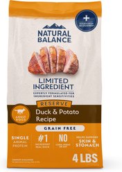 Natural Balance Limited Ingredient Reserve Grain-Free Duck & Potato Recipe Dry Dog Food, 4-lb bag