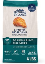 Natural Balance Limited Ingredient Chicken & Brown Rice Recipe Dry Dog Food, 4-lb bag