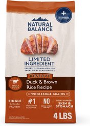 Natural Balance Limited Ingredient Reserve Duck & Brown Rice Recipe Dry Dog Food, 4-lb bag