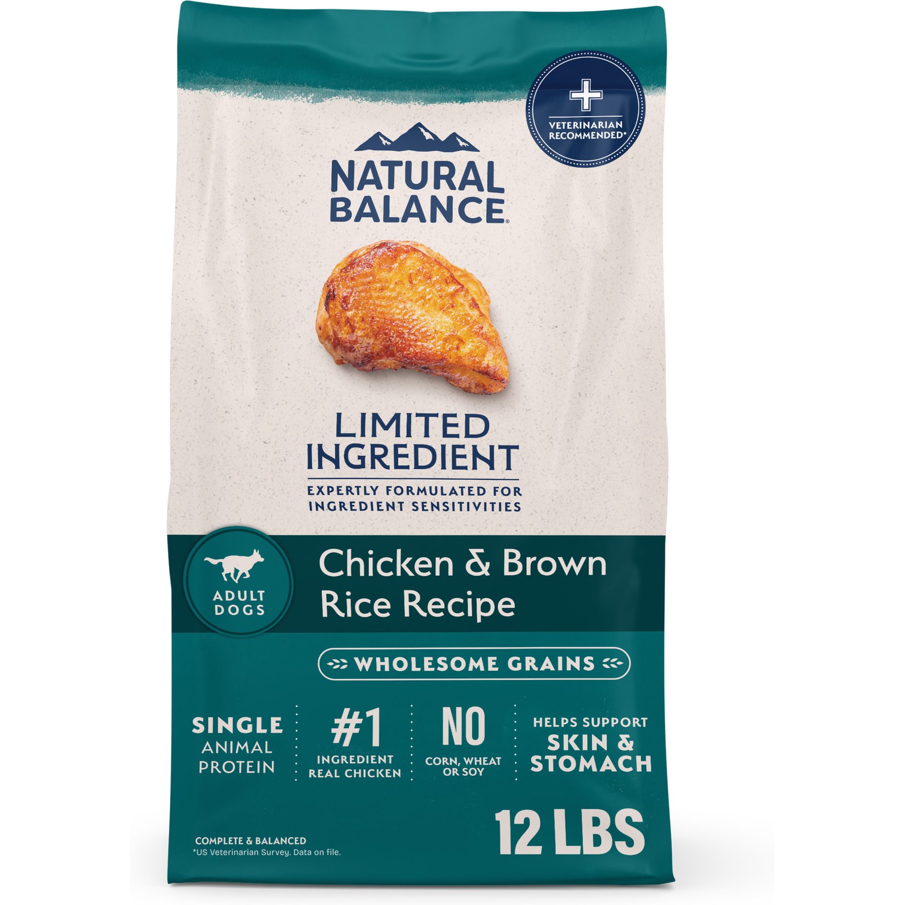 Natural Balance Limited Ingredient Chicken & Brown Rice Recipe Dry Dog Food, 12-lb bag
