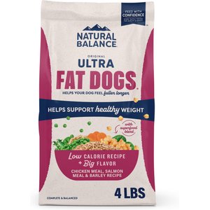 Natural Balance Fat Dogs Chicken & Salmon Formula Low Calorie Dry Dog Food, 4-lb bag