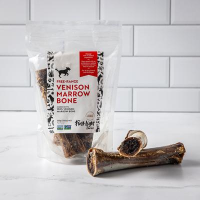 Show full view: First Light Farms Venison Marrowbone Free Range Dog Bones, 7-oz bag slide 4 of 6
