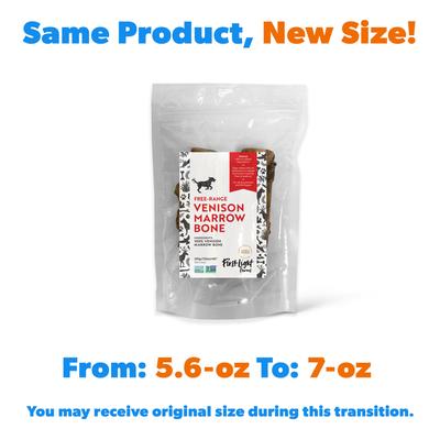 Show full view: First Light Farms Venison Marrowbone Free Range Dog Bones, 7-oz bag slide 3 of 6