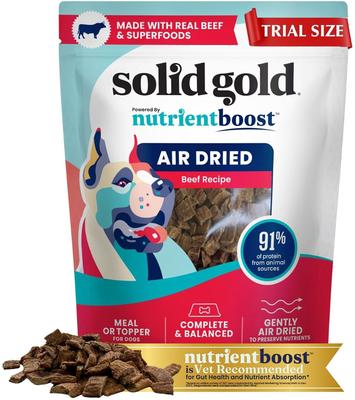 Show full view: Solid Gold Complete & Balanced Chicken + Beef Air Dried Dog Food Topper, 4-oz pouches, case of 2 slide 6 of 10