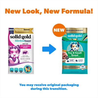 Show full view: Solid Gold Toy & Small Breed Gut Health Real Lamb & Sweet Potato Grain-Free Dry Dog Food, 3.75-lb bag slide 3 of 12
