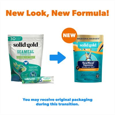 Show full view: Solid Gold SeaMeal Mousse Lickable Squeeze Chicken Skin & Coat Digestive & Immune Health Cat Treat, 30 count slide 3 of 12