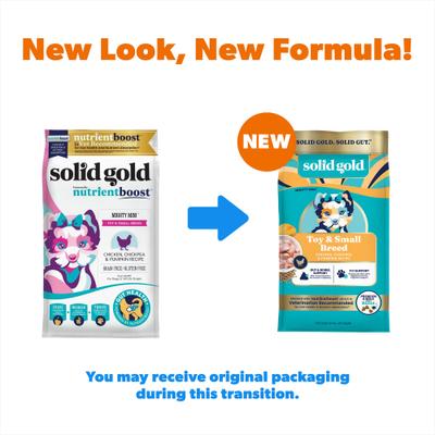 Show full view: Solid Gold Toy & Small Breed Gut Health Real Chicken, Chickpea & Pumpkin Grain-Free Dry Dog Food, 11-lb bag slide 3 of 12