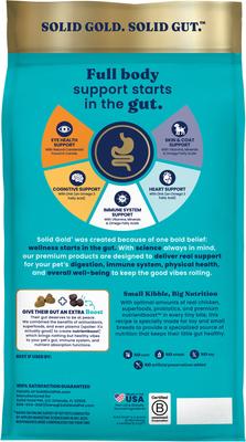 Show full view: Solid Gold Toy & Small Breed Gut Health Real Chicken, Chickpea & Pumpkin Grain-Free Dry Dog Food, 3.75-lb bag slide 4 of 12