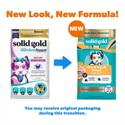 Show full view: Solid Gold Toy & Small Breed Gut Health Real Chicken, Chickpea & Pumpkin Grain-Free Dry Dog Food, 3.75-lb bag slide 3 of 12