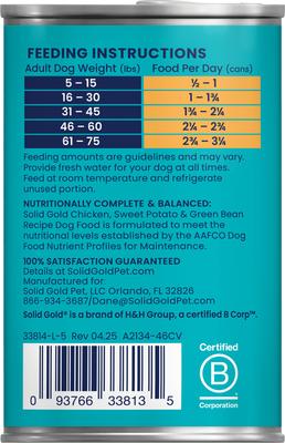 Show full view: Solid Gold Fit & Fabulous Chicken, Sweet Potato & Green Bean Weight Control Recipe Grain-Free Canned Dog Food, 13.2-oz can, bundle of 12  slide 4 of 8