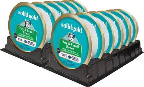Show full view: Solid Gold Mighty Mini Lamb, Sweet Potato & Cranberry Toy & Small Breed Recipe Grain-Free Dog Food Tray, case of 12 slide 5 of 12